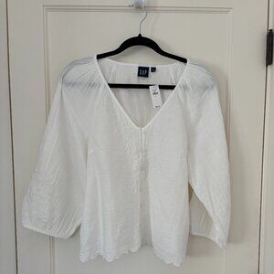 Gap Cotton Gauze Embroidered V-Neck Top Sz Sm NWT